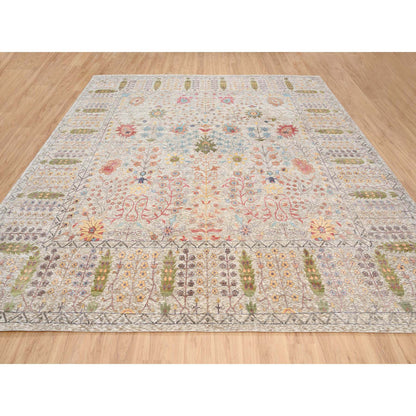 Transitional Wool & Silk Hand Knotted Rug Beige Beige 14.1X14.0 -O064449