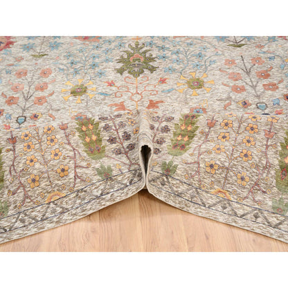 Transitional Wool & Silk Hand Knotted Rug Beige Beige 14.1X14.0 -O064449