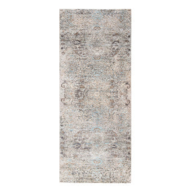 Transitional Wool & Silk Hand Knotted Rug Grey No Border 4.0X10.0 -O064451
