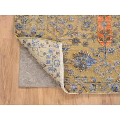 Transitional Wool & Silk Hand Knotted Rug Brown No Border 4.1X6.2 -O064454