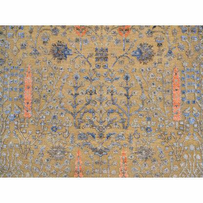 Transitional Wool & Silk Hand Knotted Rug Brown No Border 4.1X6.2 -O064454