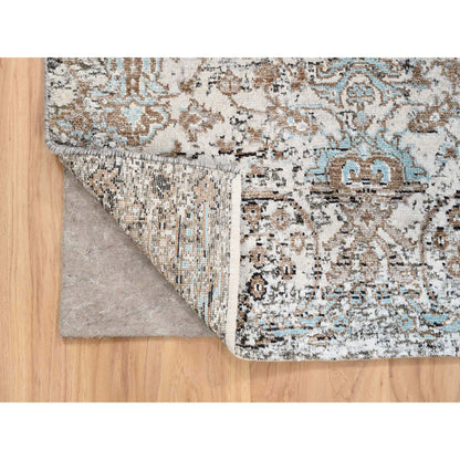 Transitional Wool & Silk Hand Knotted Rug Grey No Border 3.0X5.0 -O064457