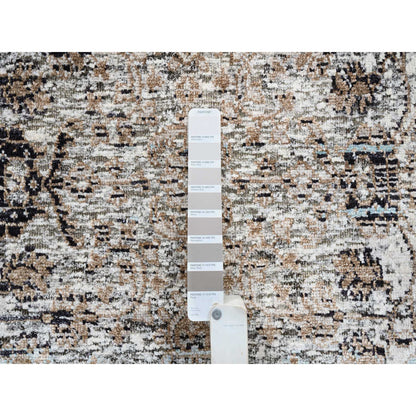 Transitional Wool & Silk Hand Knotted Rug Grey No Border 3.0X5.0 -O064457