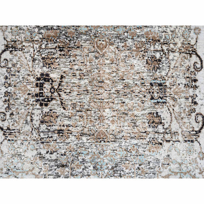 Transitional Wool & Silk Hand Knotted Rug Grey No Border 3.0X5.0 -O064457