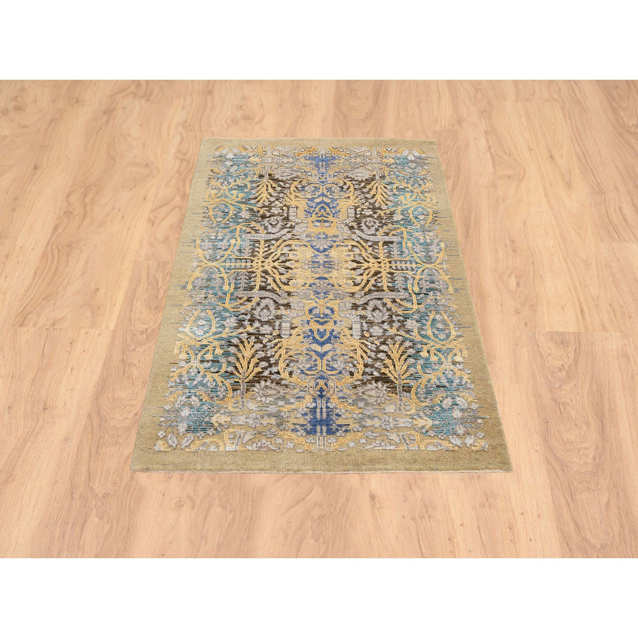 Transitional Wool & Silk Hand Knotted Rug Brown Brown 3.2X5.0 -O064459