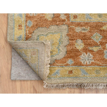 Oushak And Peshawar Wool Hand Knotted Rug Beige Burnt Orange 9.1X11.9 -O064480