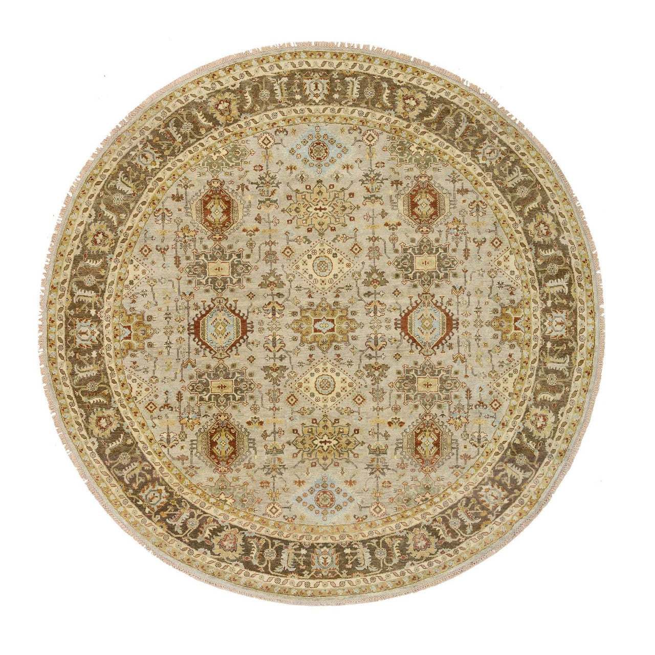 Gray 10'0" x 10'0" Heriz Hand knotted Wool Rug -O064485