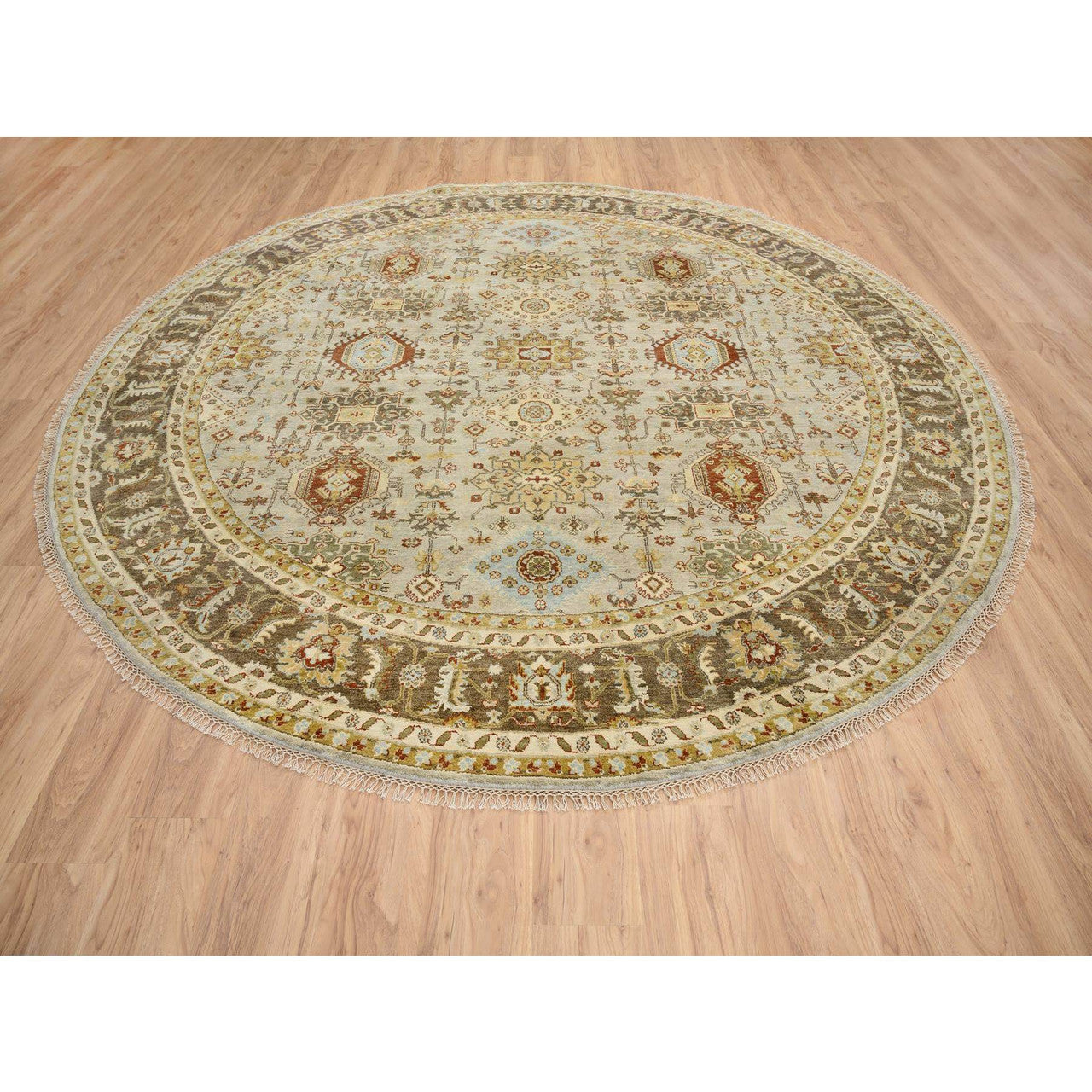 Gray 10'0" x 10'0" Heriz Hand knotted Wool Rug -O064485