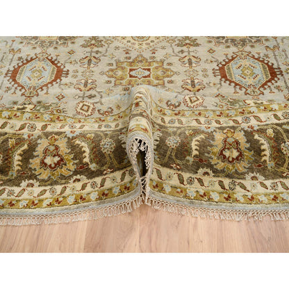 Heriz Wool Hand Knotted Rug Grey Brown 10.0X10.0 -O064485