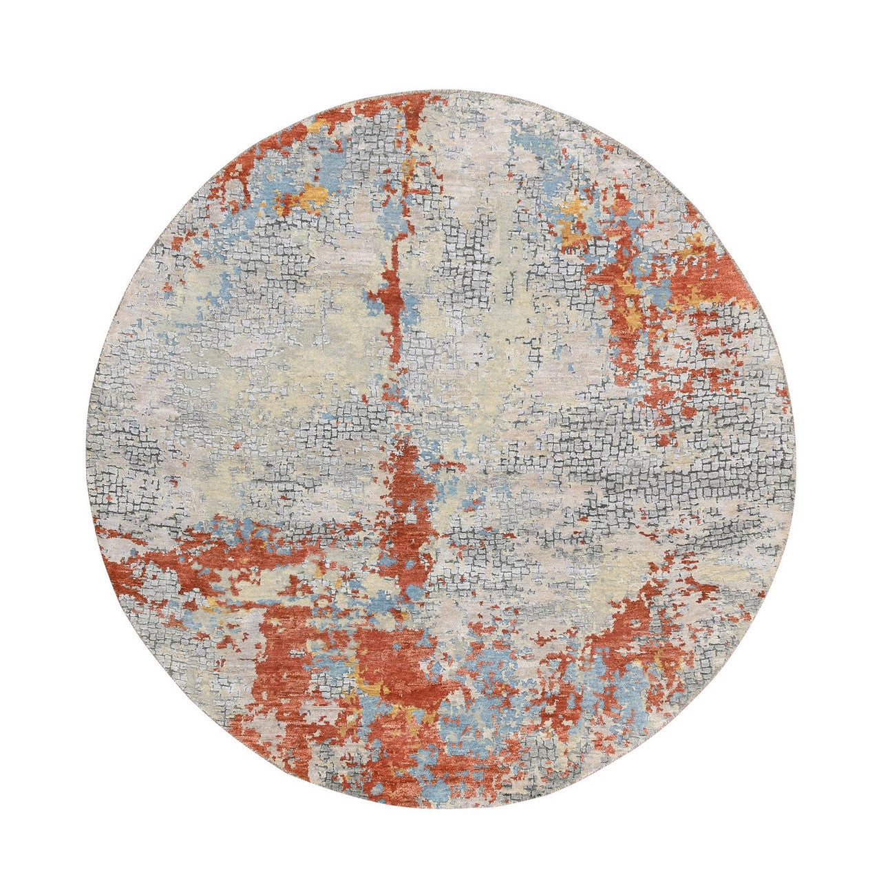 Beige 5'10" x 5'10" Modern and Contemporary Hand knotted Wool/Silk Rug - Sku: O064487