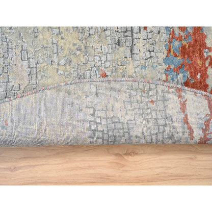 Modern and Contemporary Wool & Silk Hand Knotted Rug Beige No Border 5.10X5.10 -O064487