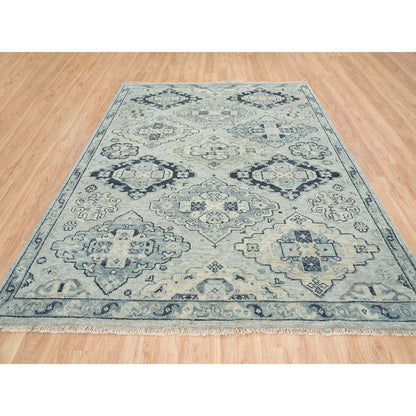 Tribal & Geometric Wool Hand Knotted Rug Grey Silver Gray 8.0X10.0 -O064509
