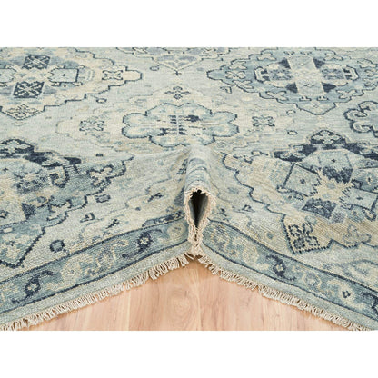 Tribal & Geometric Wool Hand Knotted Rug Grey Silver Gray 8.0X10.0 -O064509