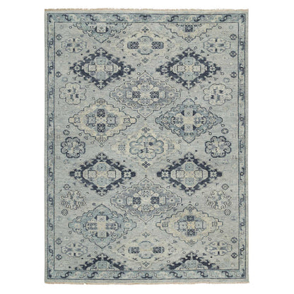 Tribal & Geometric Wool Hand Knotted Rug Grey Light Gray 8.10X12.0 -O064513