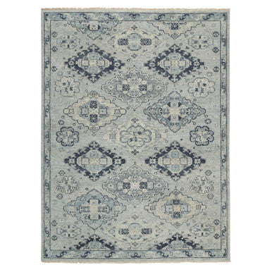 Tribal & Geometric Wool Hand Knotted Rug Grey Light Gray 8.10X12.0 -O064513