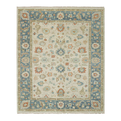 Oushak And Peshawar Wool Hand Knotted Rug Ivory Pewter Gray 8.1X10.0 -O064514