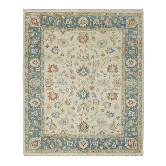 Oushak And Peshawar Wool Hand Knotted Rug Ivory Pewter Gray 8.1X10.0 -O064514