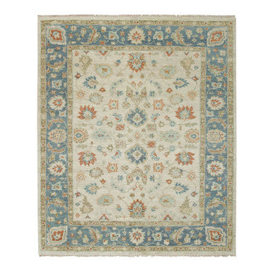 Oushak And Peshawar Wool Hand Knotted Rug Ivory Pewter Gray 8.1X10.0 -O064514