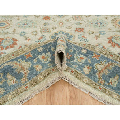 Oushak And Peshawar Wool Hand Knotted Rug Ivory Pewter Gray 8.1X10.0 -O064514