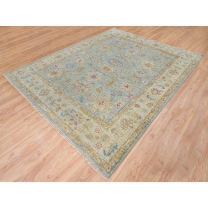 Oushak And Peshawar Wool Hand Knotted Rug Green Beige 8.0X9.10 -O064516