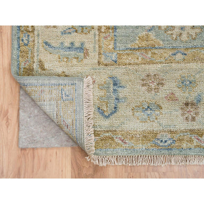 Oushak And Peshawar Wool Hand Knotted Rug Green Beige 8.0X9.10 -O064516