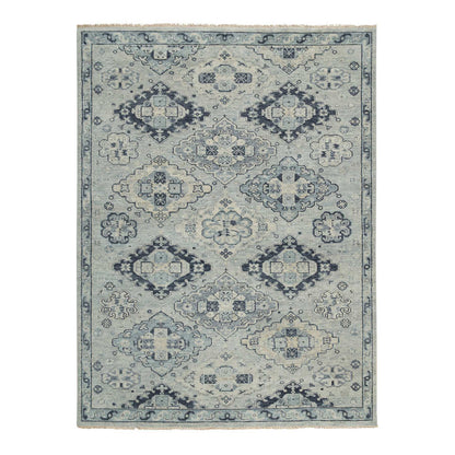Tribal & Geometric Wool Hand Knotted Rug Grey Light Gray 8.10X11.10 -O064520