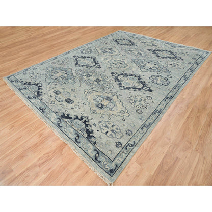 Tribal & Geometric Wool Hand Knotted Rug Grey Light Gray 8.10X11.10 -O064520
