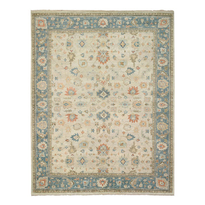 Oushak And Peshawar Wool Hand Knotted Rug Ivory Pewter Gray 13.10X18.0 -O064530