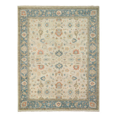 Oushak And Peshawar Wool Hand Knotted Rug Ivory Pewter Gray 13.10X18.0 -O064530