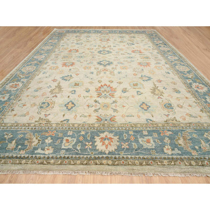 Oushak And Peshawar Wool Hand Knotted Rug Ivory Pewter Gray 13.10X18.0 -O064530