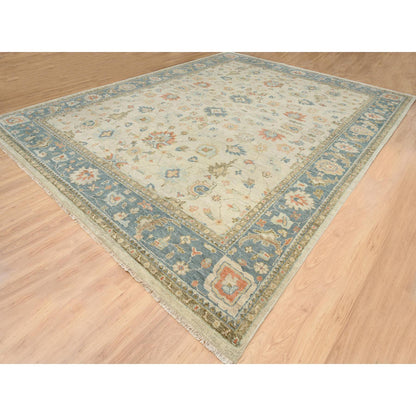 Oushak And Peshawar Wool Hand Knotted Rug Ivory Pewter Gray 13.10X18.0 -O064530