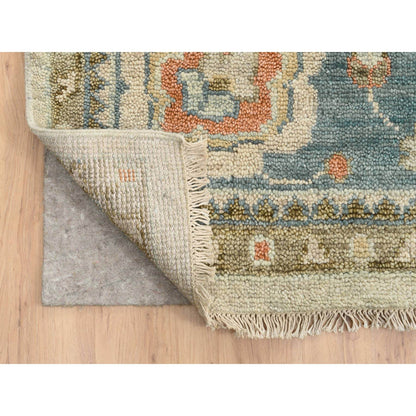 Oushak And Peshawar Wool Hand Knotted Rug Ivory Pewter Gray 13.10X18.0 -O064530