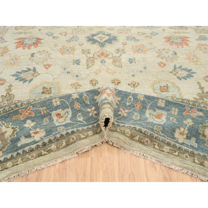 Oushak And Peshawar Wool Hand Knotted Rug Ivory Pewter Gray 13.10X18.0 -O064530