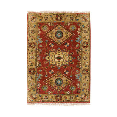 Heriz Wool Hand Knotted Rug Red Gold 2.1X3.0 -O064535