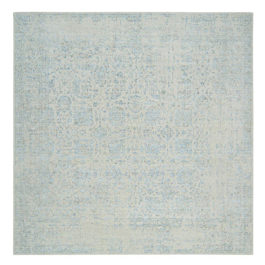 Transitional Wool & Silk Hand Loomed Rug Blue No Border 10.0X10.1 -O064541