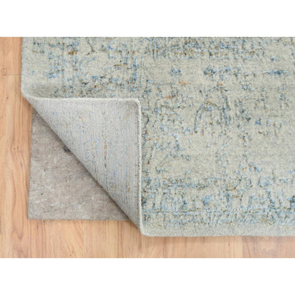 Transitional Wool & Silk Hand Loomed Rug Blue No Border 10.0X10.1 -O064541