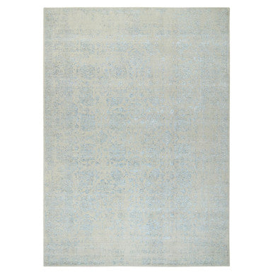 Transitional Wool & Silk Hand Loomed Rug Blue No Border 10.0X13.10 -O064543
