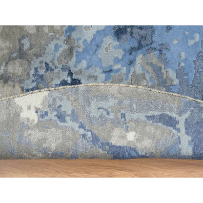 Modern and Contemporary Wool & Silk Hand Knotted Rug Blue No Border 9.9X9.9 -O064548