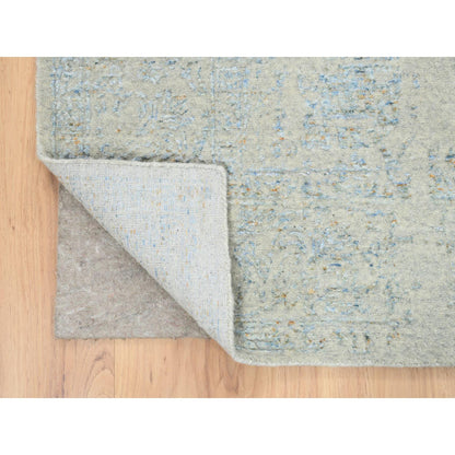 Transitional Wool & Silk Hand Loomed Rug Blue No Border 6.2X9.0 -O064549