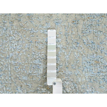 Transitional Wool & Silk Hand Loomed Rug Blue No Border 2.7X12.0 -O064552