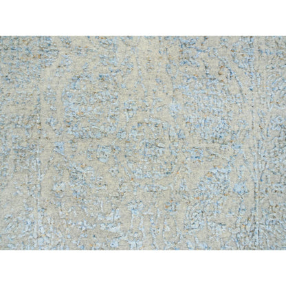 Transitional Wool & Silk Hand Loomed Rug Blue No Border 2.7X12.0 -O064552