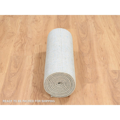 Transitional Wool & Silk Hand Loomed Rug Blue No Border 2.7X12.0 -O064552