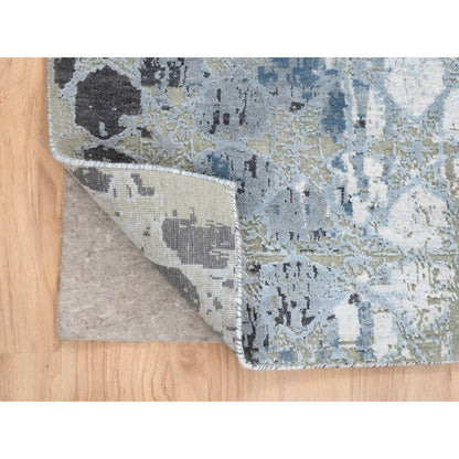 Modern and Contemporary Wool & Silk Hand Knotted Rug Grey No Border 2.6X8.0 -O064554