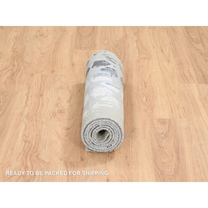 Modern and Contemporary Wool & Silk Hand Knotted Rug Grey No Border 2.6X8.0 -O064554