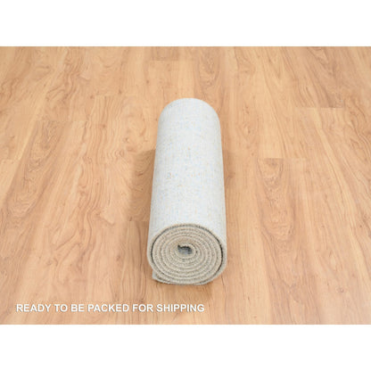 Transitional Wool & Silk Hand Loomed Rug Blue No Border 2.8X10.0 -O064556