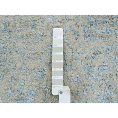 Transitional Wool & Silk Hand Loomed Rug Blue No Border 2.6X8.0 -O064558