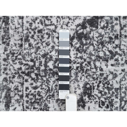 Transitional Wool & Silk Hand Knotted Rug Grey Gray 2.7X18.1 -O064559