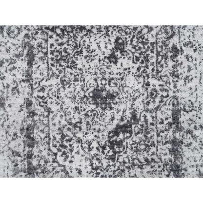 Transitional Wool & Silk Hand Knotted Rug Grey Gray 2.7X18.1 -O064559