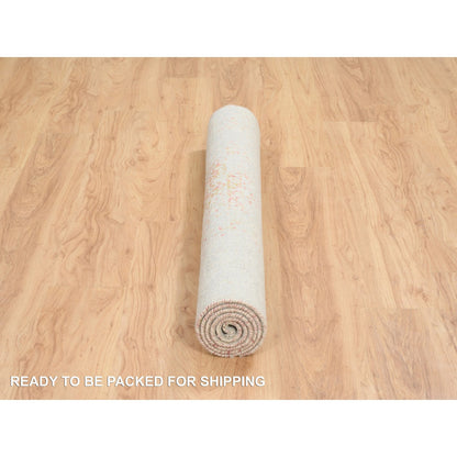 Modern and Contemporary Wool & Silk Hand Knotted Rug Ivory No Border 4.2X6.0 -O064561