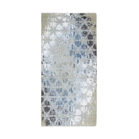 Modern and Contemporary Wool & Silk Hand Knotted Rug Grey No Border 2.8X5.10 -O064562